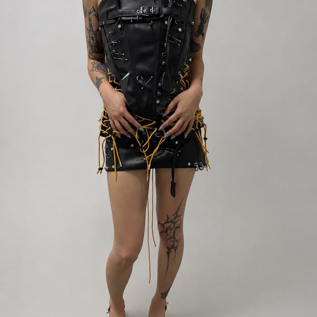 VTG EYELET LACE UP HARNESS TOP