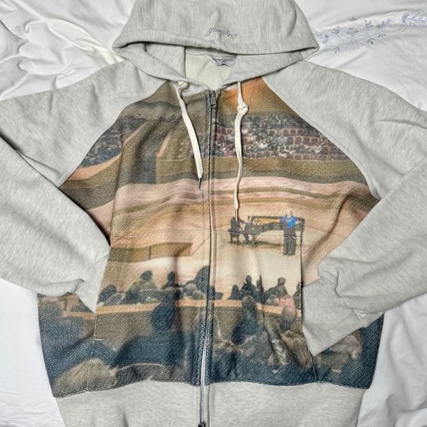 애프터프레이 프린트패널 후드집업 S