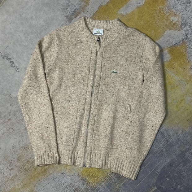 라코스테 니트집업 아이보리