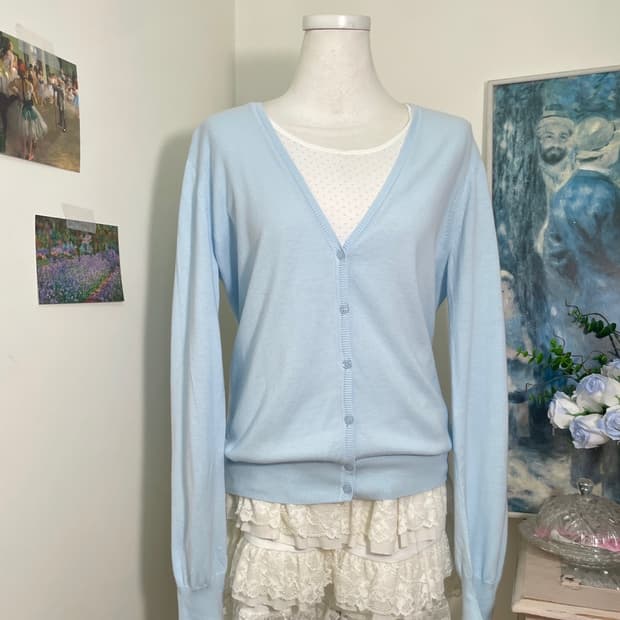 sky blue&white dot 2pcs set