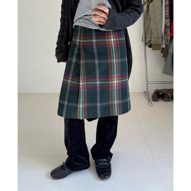 빈티지 울 체크 스커트