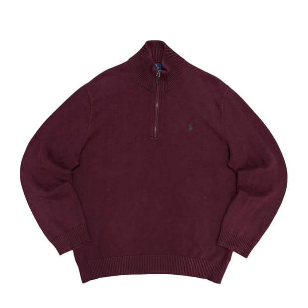 폴로 버건디 하프집업 니트(XL)