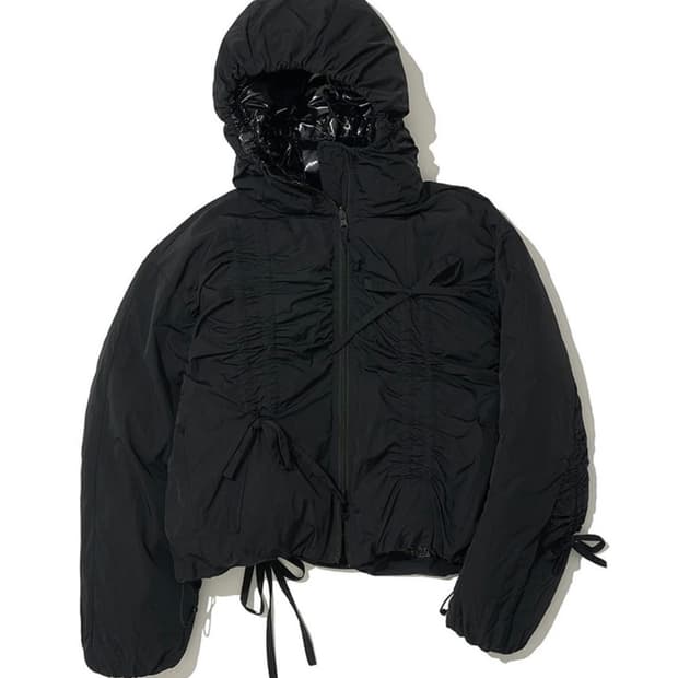 파르티멘토우먼 리버서블 셔링 후디드 푸퍼 자켓 블랙