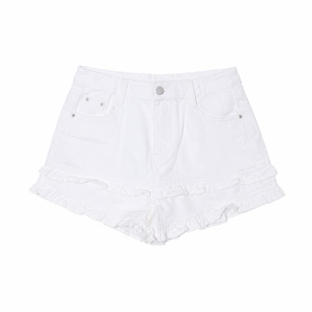 화이트 프릴 반바지 L