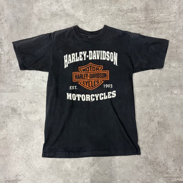 90s 할리데이비슨 프레임 로고 반팔 티셔츠