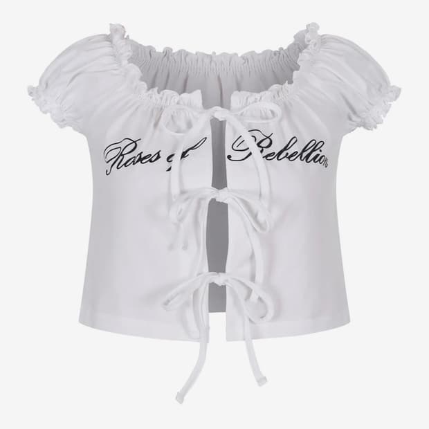 (새상품) 라라폭스 LETTERING SHIRRING T-SHIRT
