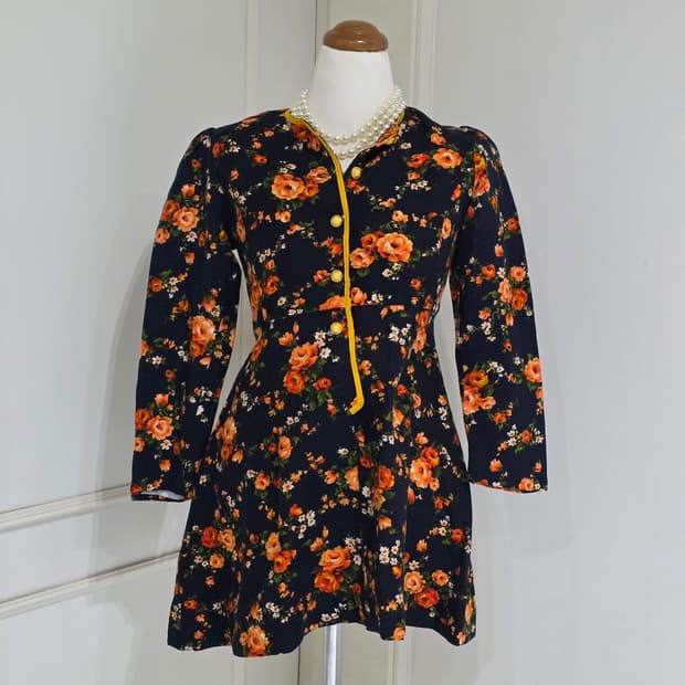 일본빈티지) 플라워 로즈st 모리걸 로맨틱 원피스(140 size)