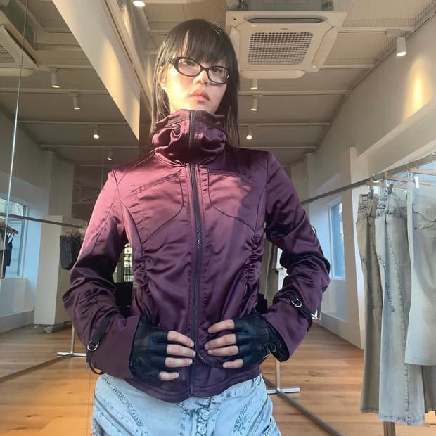 미스치프 MOTO ZIP JACKET_버건디 (S)