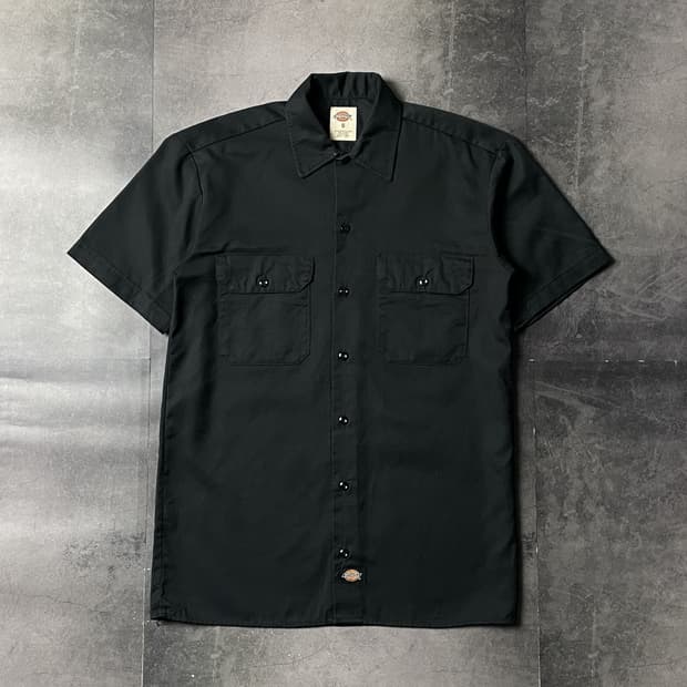 DICKIES 디키즈 빈티지 블랙 반팔 워크 셔츠 A00938