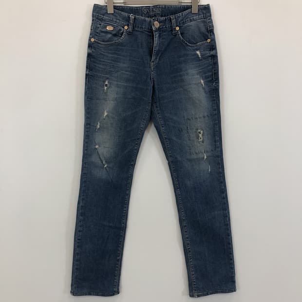 게스 프리미엄 금장 스틸로고 데님진 30 인치