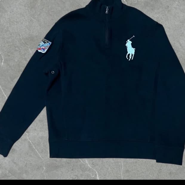 폴로 빅포니 검정 스키패치 히프집업