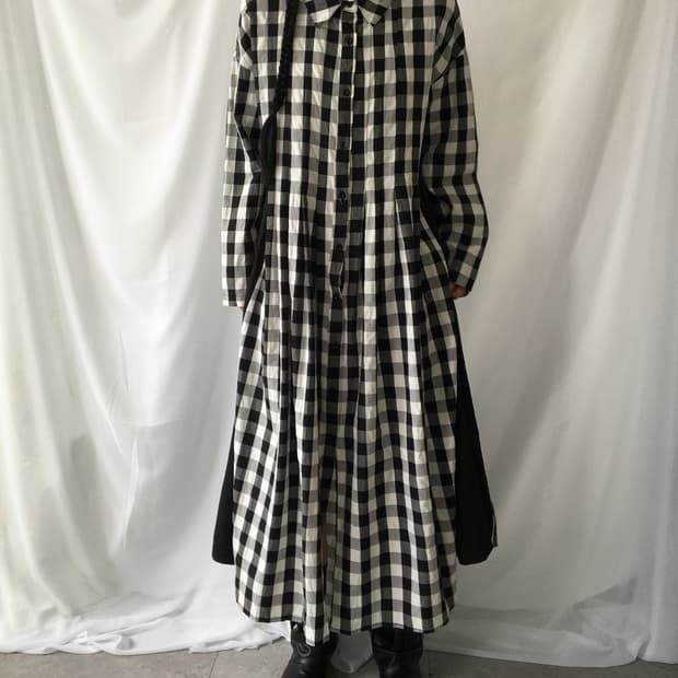 Flare line point check pattern shirt lon