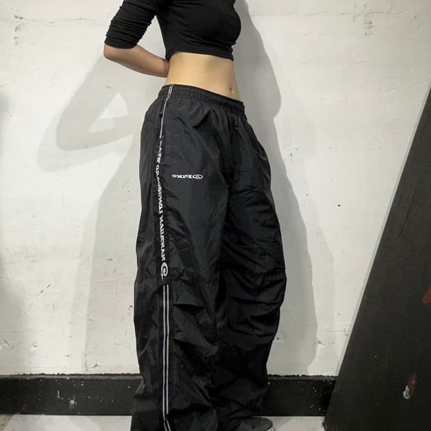 피코 블랙 와이드 트랙 팬츠 올드스쿨 사이드 포인트 추리닝 바지 L