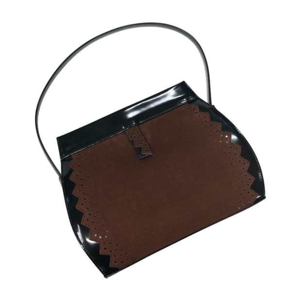 히로코 코시노 빈티지 스웨이드 콤비 에나멜 핸드백