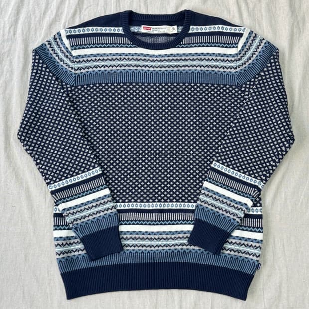 리바이스 페어아일 네이비탭 눈꽃 니트 L