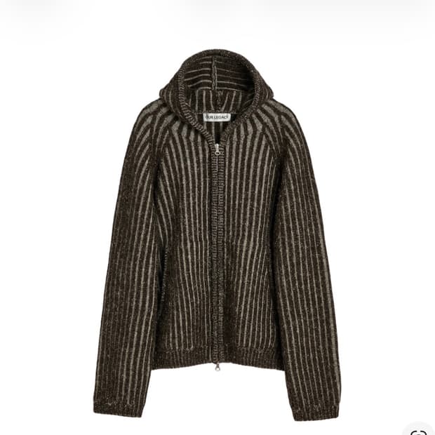 (48) 아워레가시 25fw 레벨 후드 바니제 브라운 니트 집업