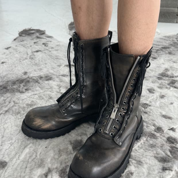 제이디드 런던 바이커 지퍼 레더 부츠
