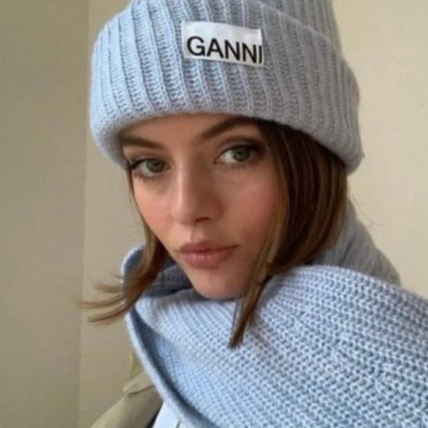 가니 GANNI 리사이클울니트 비니 머플러세트 정품