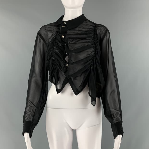 21ss 꼼데가르송 메인라인 드레이프 시스루 크롭 블라우스 s