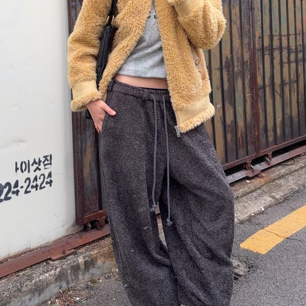 코지 테디 보아 호주울 집업 재킷 