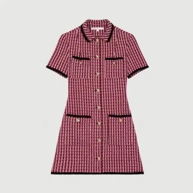 [36]마쥬 레드체크 트위드 원피스