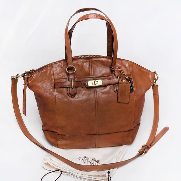 코치 에머슨 딥브라운 첼시레더 토트.숄더백 브리프케이스