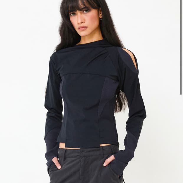 Wettag 웻태그 FRONT TUCK RIB PANEL TOP 챠콜