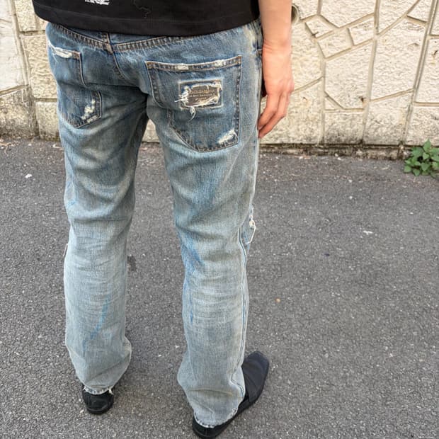 돌체앤가바나 디스트로이드 워싱 데님 진