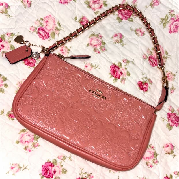 🌹러블리) Coach 코치 샤이닝레더 미니백 로즈핑크