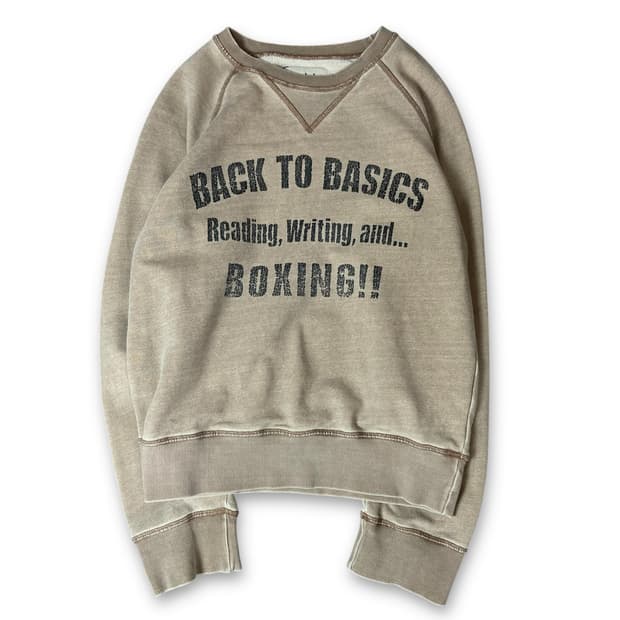 부루하하 연브라운 프린팅 맨투맨 S