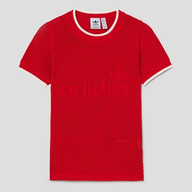 25SS 아디다스 크로셰 티셔츠 레드 XS사이즈