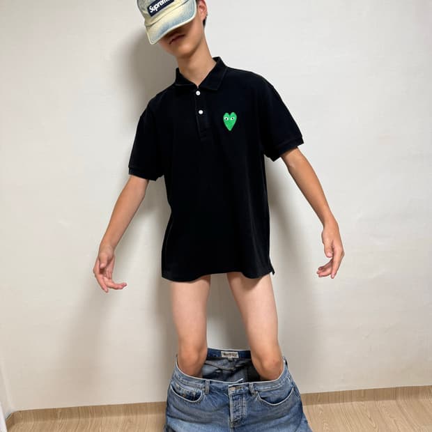꼼데가르송 그린 엠블럼 폴로셔츠 (네고 가능)