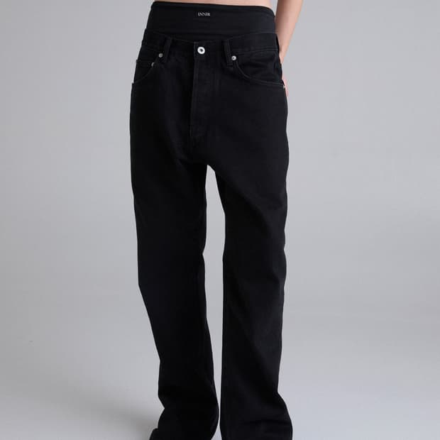 이니어 252 RELAXED FLARE DENIM JEANS BLACK