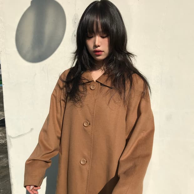 소프트 브라운 캐시미어 롱 코트