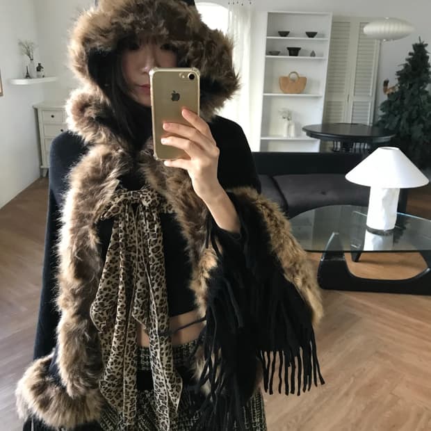 vintage hood fur cape