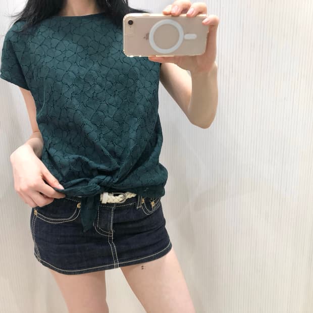 Teal Tie-Front Tee
