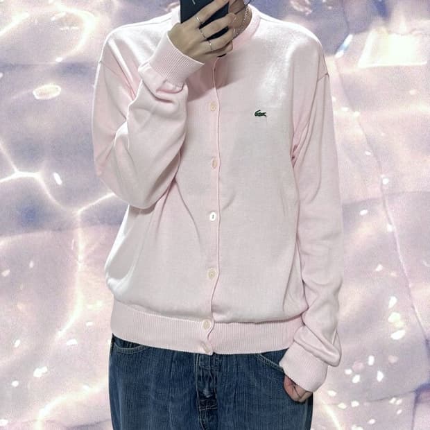 라코스테 니트 가디건 베이비 핑크 L  