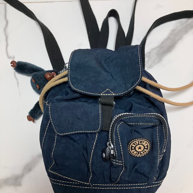 Y2K 희귀 키플링 마이크로 미니 백팩 네이비 고릴라 키링포함