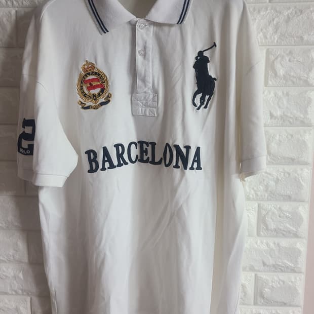 폴로 랄프로렌 바르셀로나 화이트 반팔 카라티