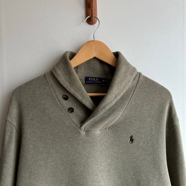 폴로 엘베우 패치 숄카라 니트