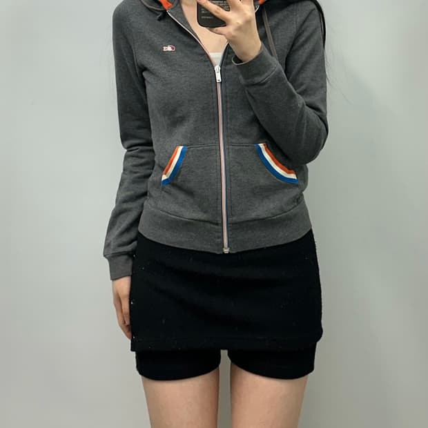 라코스테 자수로고 차콜 후드집업