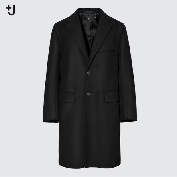 L)유니클로 +j 울 블렌드 체스터필드 코트 블랙