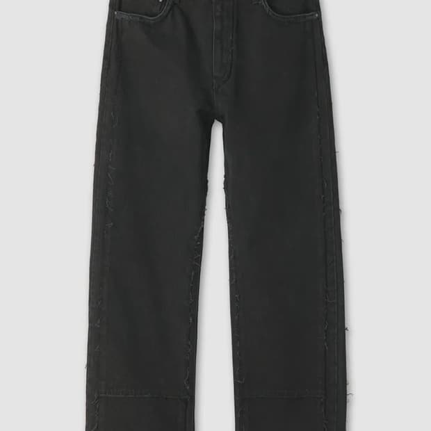 쿠어 컷오프 패널드 데님 팬츠 블랙 M