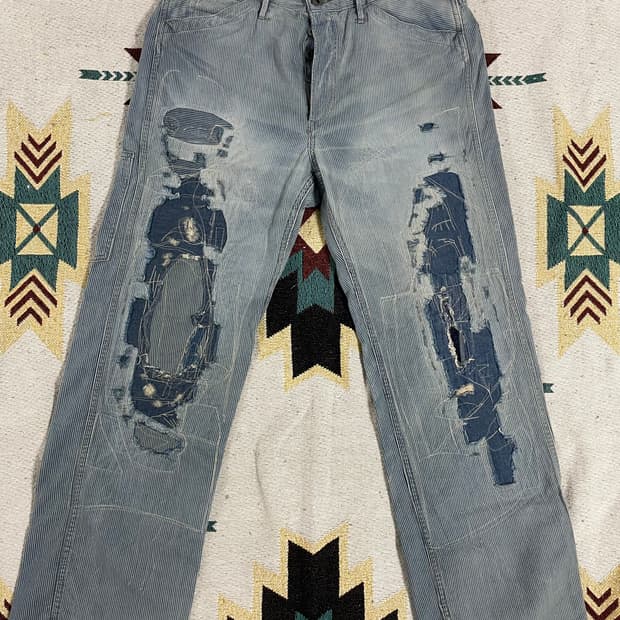 RRL 빈티지5포켓 리페어 인디고 팬츠