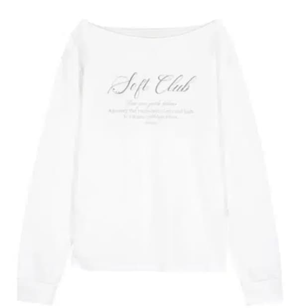 클리시어 소프트클럽 원숄더 스웻셔츠 화이트