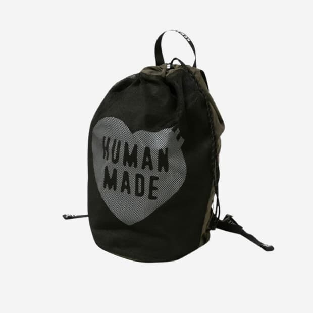휴먼메이드 하트 로고 드로우스트링 백 카키