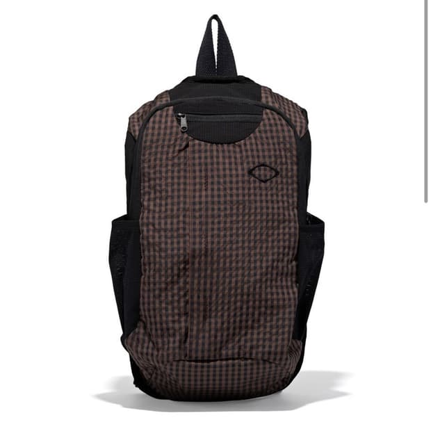 미스치프 깅엄체크 브라운 백팩 가방