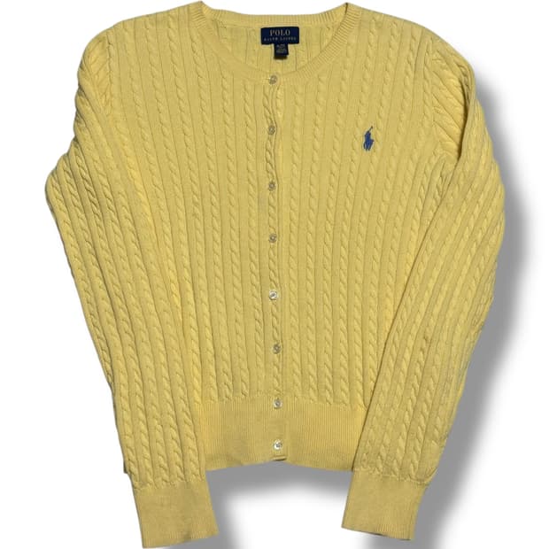 Polo Ralph Lauren 여성 옐로우 케이블 가디건
