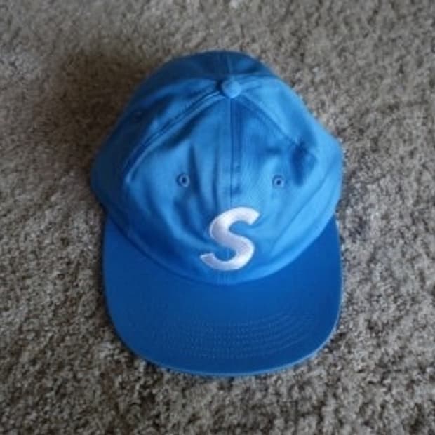 슈프림 s로고 6패널 캡 15ss 스틸 블루
