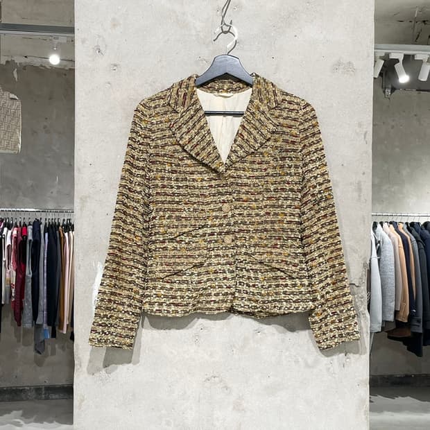 니들스 스트라이프 레이온 혼방 트위드 자켓